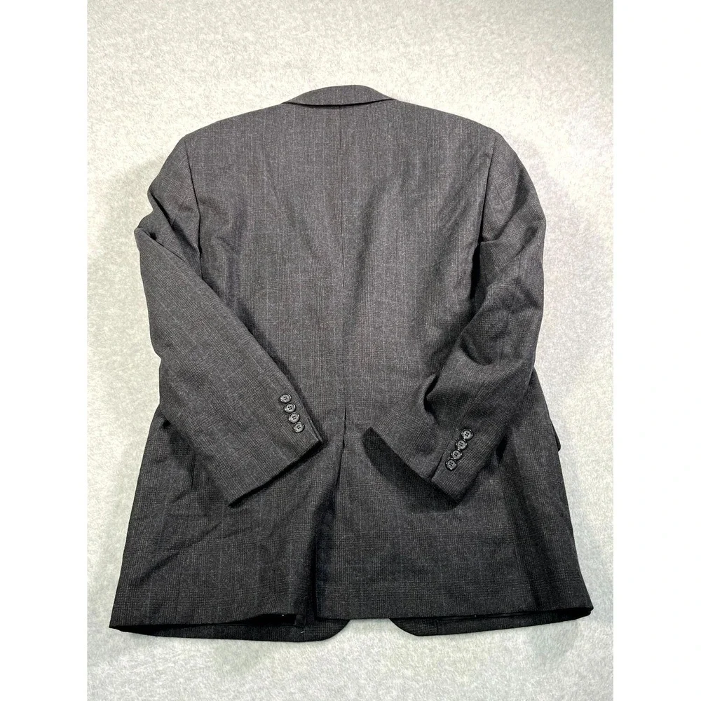 Jeffrey Banks Blazer Jacket Mens 42R Gray Check Wool‎ Single Breasted Formal